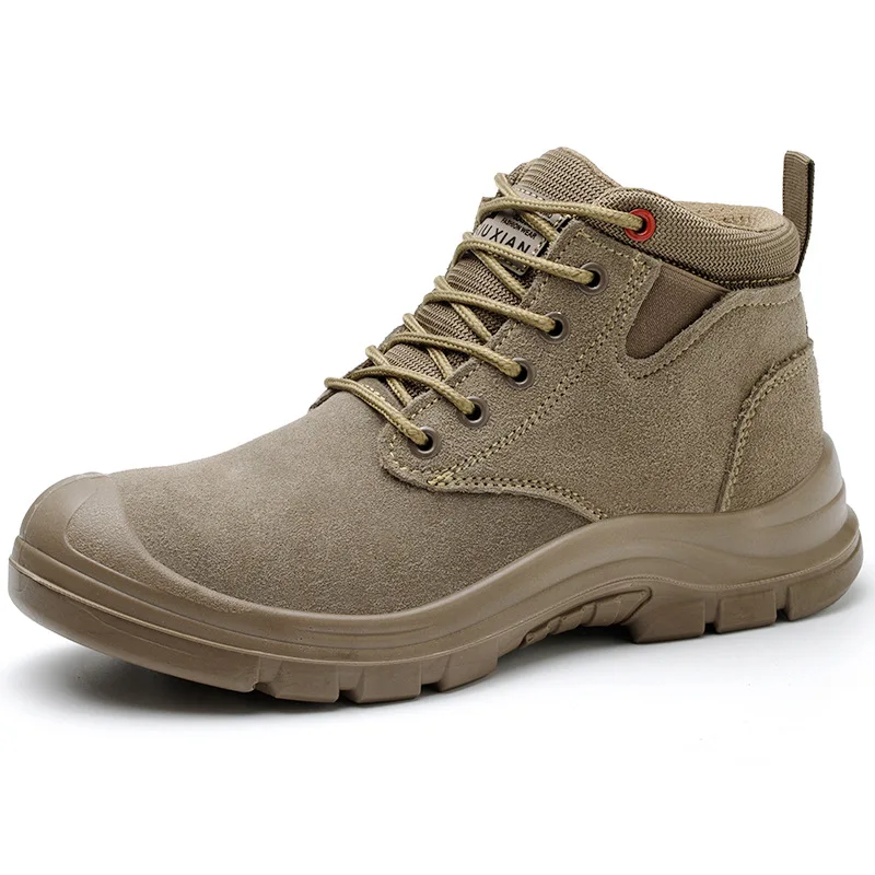 men's fashion steel toe caps safety boots cow suede leather welding shoes safe worker ankle botas worker security footwear mans