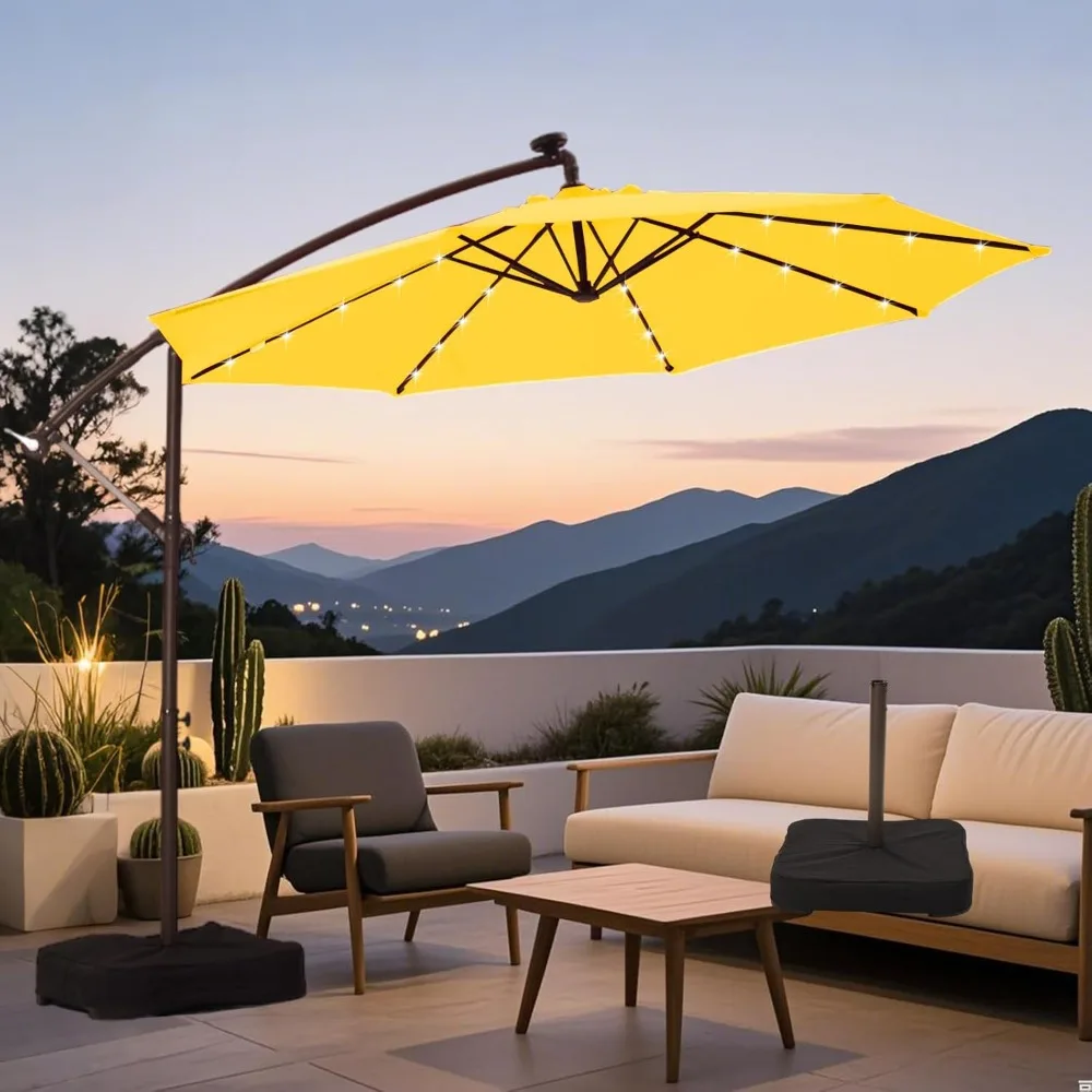 

10ft Offset Solar LED Cantilever Umbrella – Durable UV-Resistant Outdoor Patio Umbrella with Easy Tilt, Customized