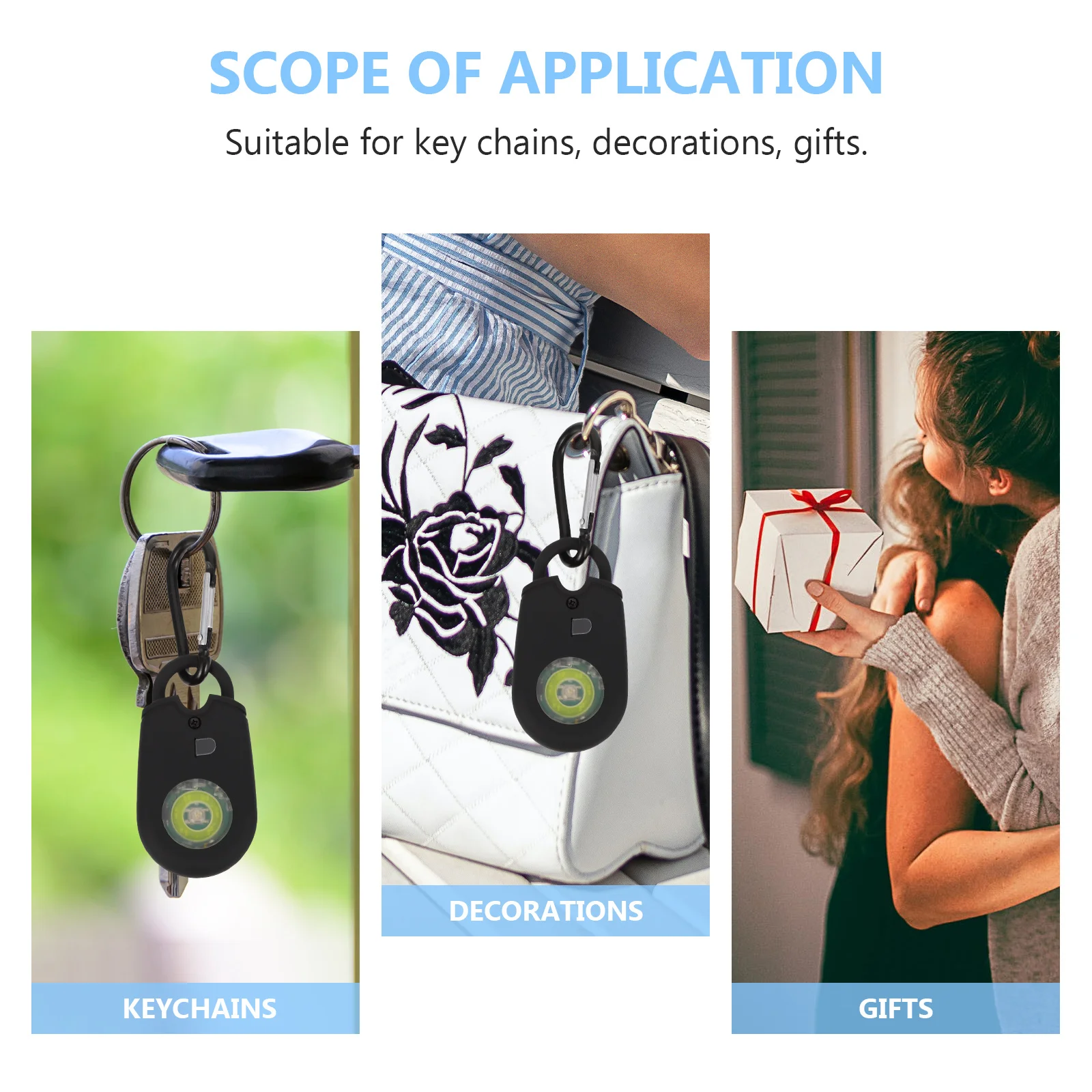 إنذار أمان شخصي أسود 125 ديسيبل إنذار طوارئ عالي الصوت مصباح ليد للجري الليلي الكلب المشي لمسافات طويلة السفر التخييم #2