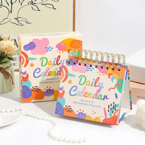 Undated 365 Days Calendar Colorful Flip Coil Calendar with Empowering Affirmations for Home Office School Daily Planner