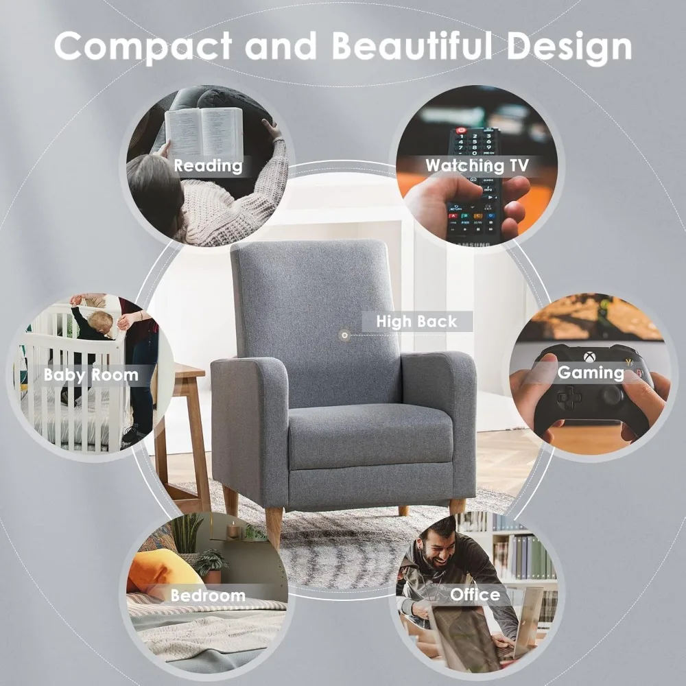 Пара мягких стульев для гостиной с подлокотниками, подушками для спины и деревянными ножками.