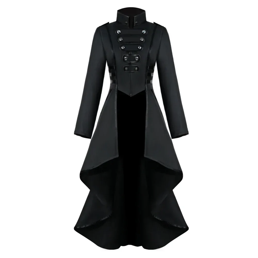 Female Coat Coat Gothic Long Sleeve Mock Neck Party Solid Color Steampunk Swallowtail Dress All Season Women Coat