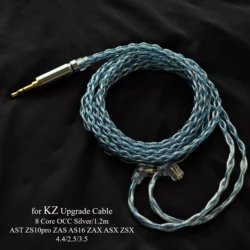 KZ Earphones 8 Core OCC Silver Mixed plated Upgrade cable Headphone wire for KZ AST ZS10pro ZAS AS16 ZAX ASX ZSX Cable with MIC