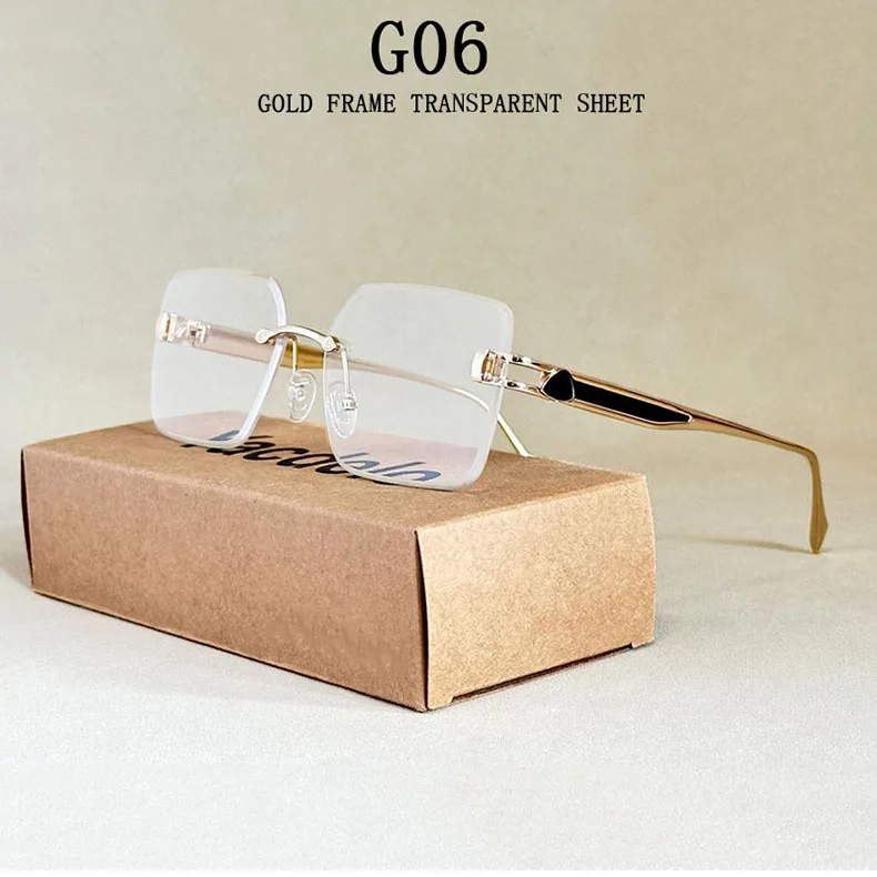 2023 randlose Sonnenbrille Frauen Trendy Vintage Quadratische Mode Gläser Sonnencreme Lentes De Sol Mujer Lunette Soleil Femme Zonnebril – Detail 11