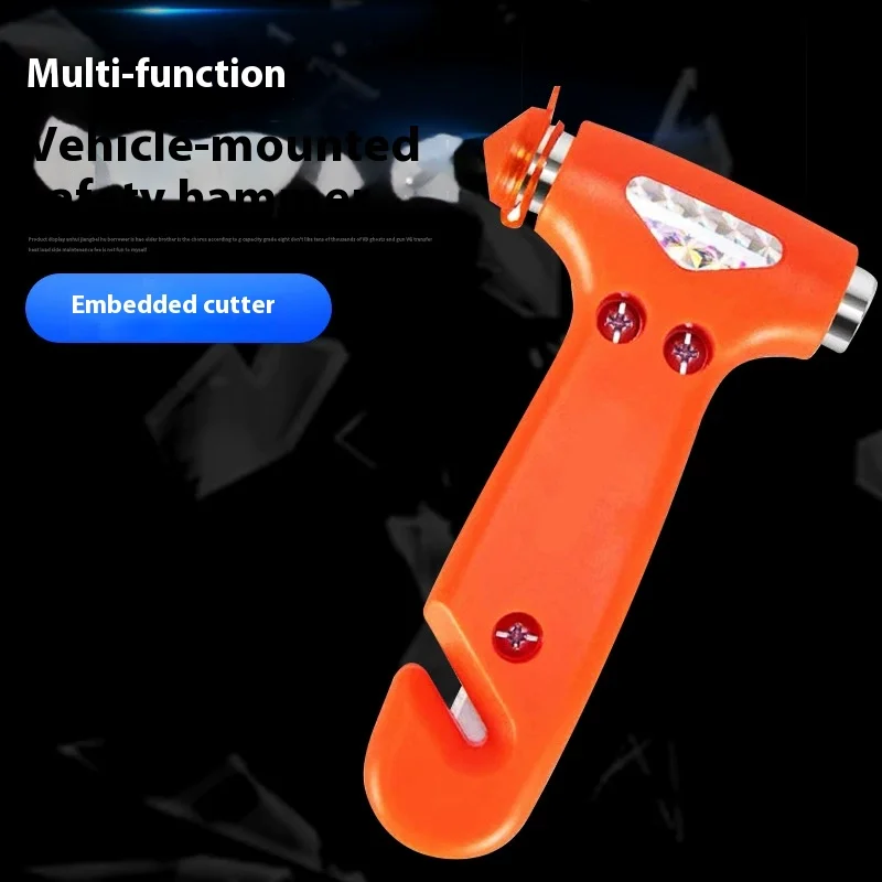 

Автомобильный молоток безопасности с резаком для ремней безопасности, инструмент для аварийного спасения 2-в-1 для разбивания окон, прочный спасательный молоток из твердой стали