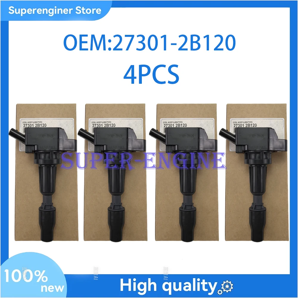 

4 Pcs Ignition Coil 27301-2B120 for Hyundai Avante Elantra Sonata Tucson Veloster Kia FORTE Soul 1.6L Turbo 273012B120