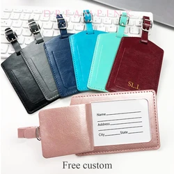 Engrave Letters Luggage Tag Custom Initials PU Leather Baggage Bag Label Name Tag DIY Logo Personalize Women ID Address Holder