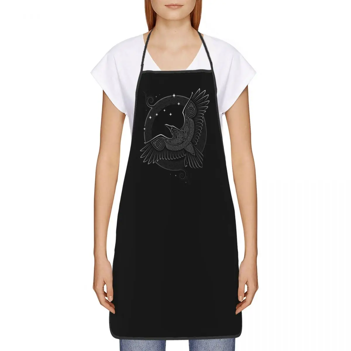 Northern Raven Apron Women Men Unisex Bib Norse Viking Crow Kitchen Cooking Tablier Cuisine Chef Painting