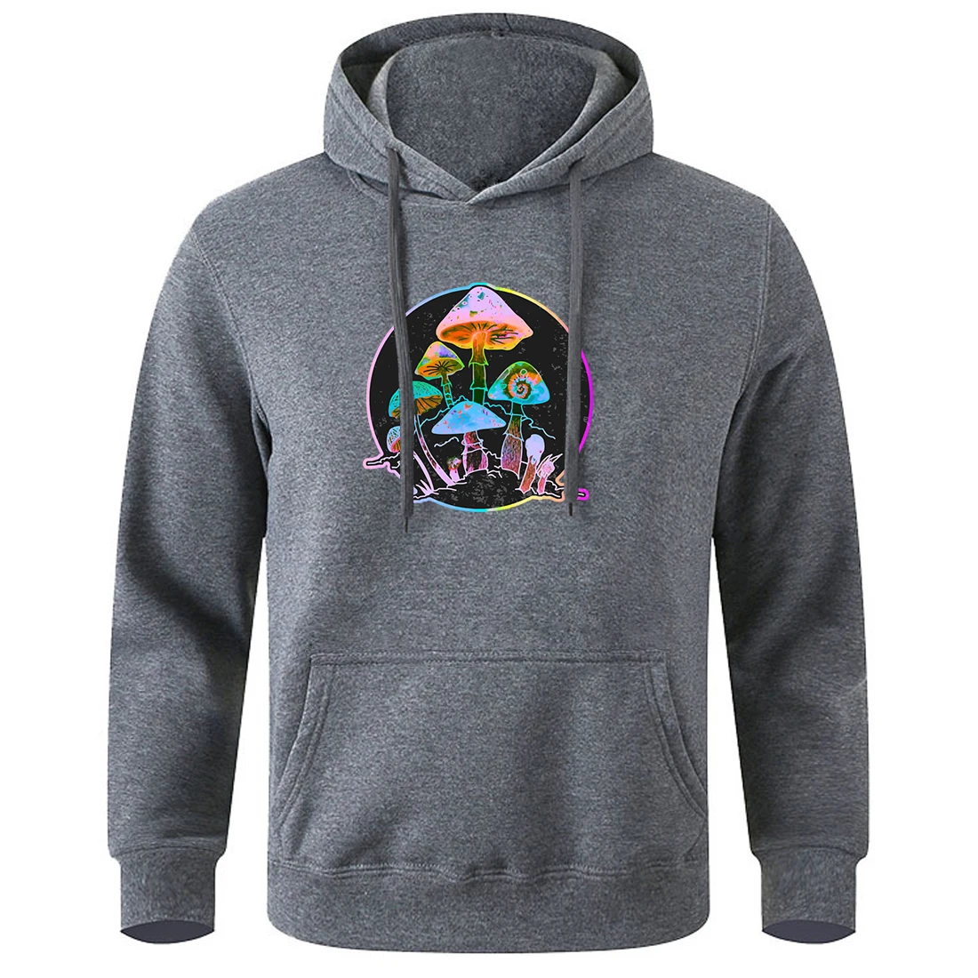 

Garden Of Shrooms Colorful Neon Style Mushroom Hoody Mens Loose O-Neck Hooded Fashion Classic Hoodies Sports Street Sportswear