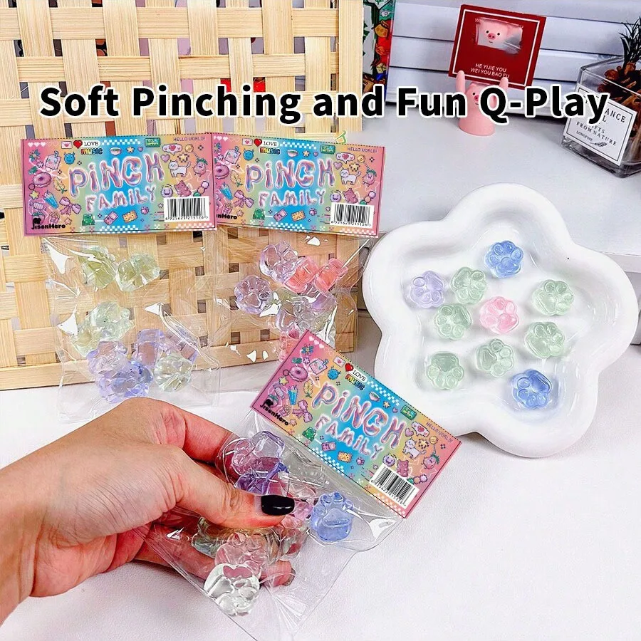 NEW Fidget Toy Mini Squish Toys Kawaii Plush Cat Paw Pinch Transparent Stress Relief Unique Squeeze Toy