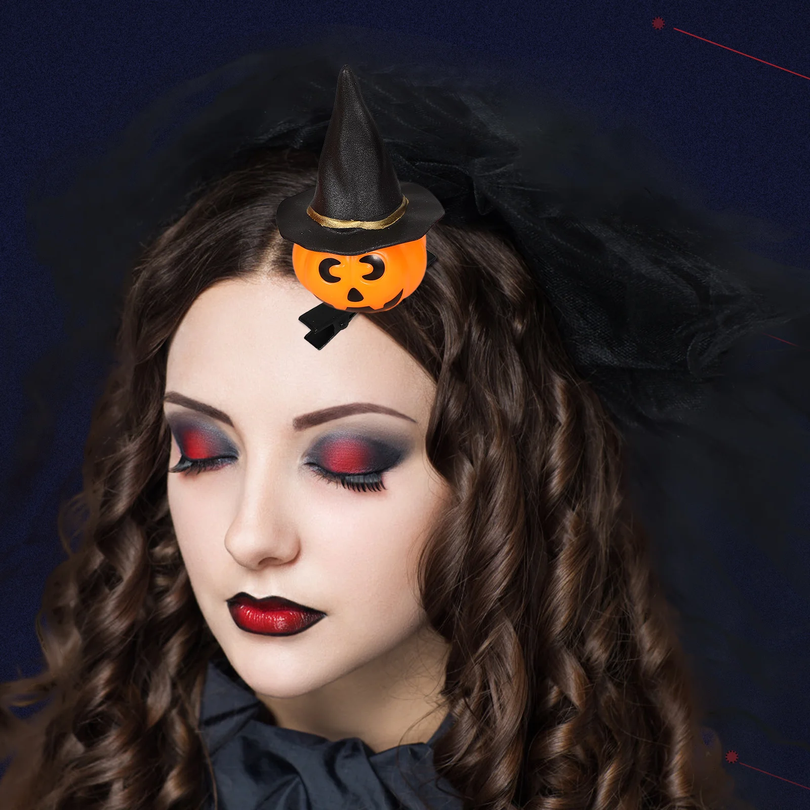 

1Set Halloween DIY Hair Clip Kit Pumpkin Witch Hat Spider Mini Clips Safe Lightweight Accessory Supplies Halloween Hair Clips