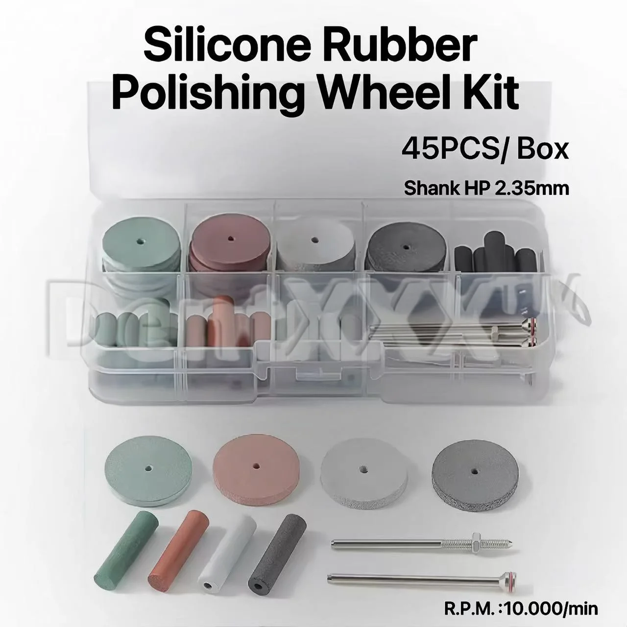 

45-piece/box Silicone Rubber Grinding and Polishing Wheel Set HP Shank Diameter 2.35mm For workpiece grinding and polishing