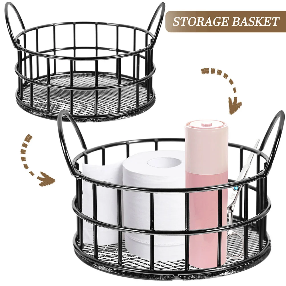 2 Pcs Desk Storage Box Metal Basket for Sundries Iron Fruit Snacks Container Desktop Organizing