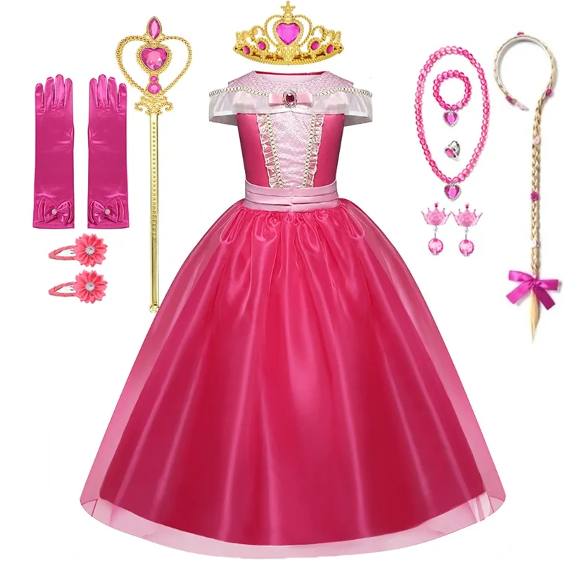 Fancy Princess Dress for Girls Sleeping Beauty Aurora Cosplay Clothes Birthday Carnival Party Outfits Halloween Costume for Kids