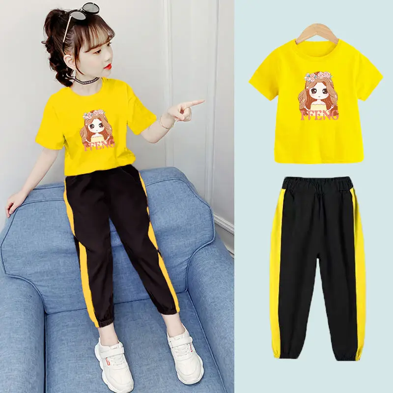 

Kids Girl Outfit 2Pcs Set 2022 Summer Toddler Children Short-sleeved T-shirt+Pants Students Fashion Boutique Girls Clothes