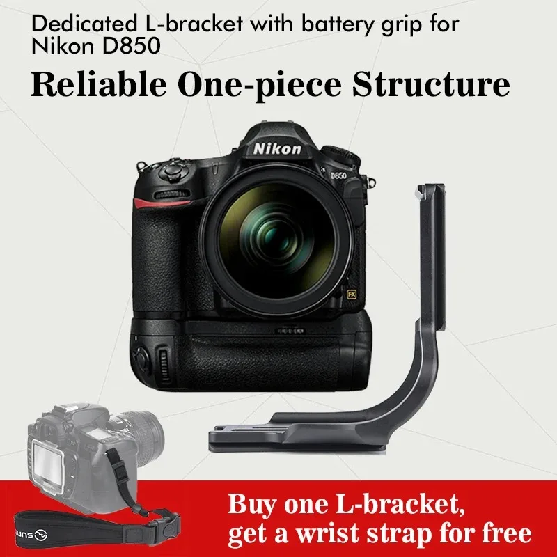 SUNWAYFOTO Dedicated L-bracket with Battery Grip Tripod Head Specific Aluminum Quick Release Plate for Nikon D850-PNL-D850G