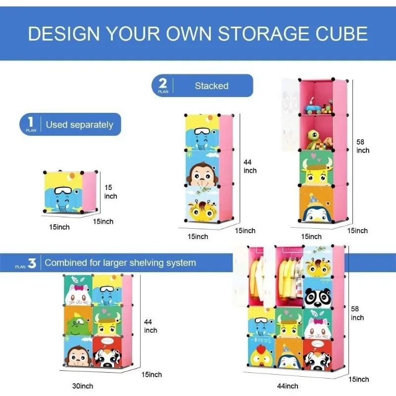 Kinder Kleiderschrank Kind Kommode Nette Baby Tragbare Schrank Schlafzimmer Schrank Kleidung Hängen Lagerung Rack Cube Organizer