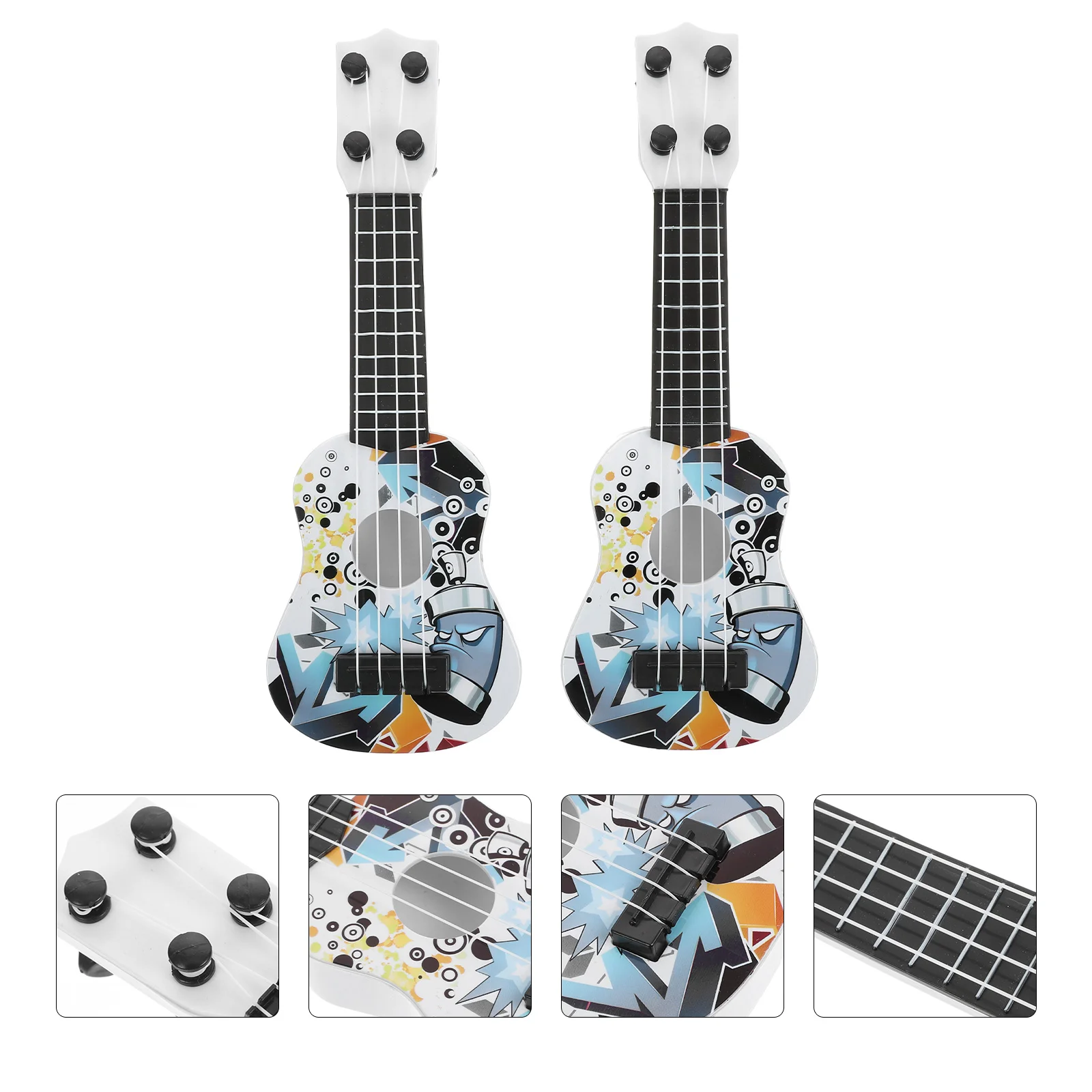 

2 Pcs Ukulele Guitar Toy Mini Simulation Miniature Musical Instrument Learning Child Childrens Toys