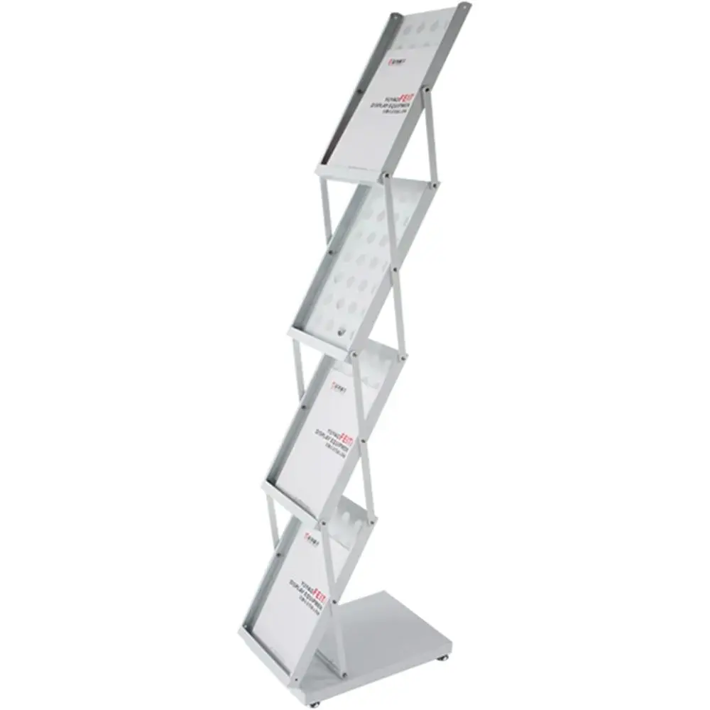 

4-ярусная белая подставка для журналов — офисная полка для хранения плакатов, листовок и литературы с противоскользящими основаниями