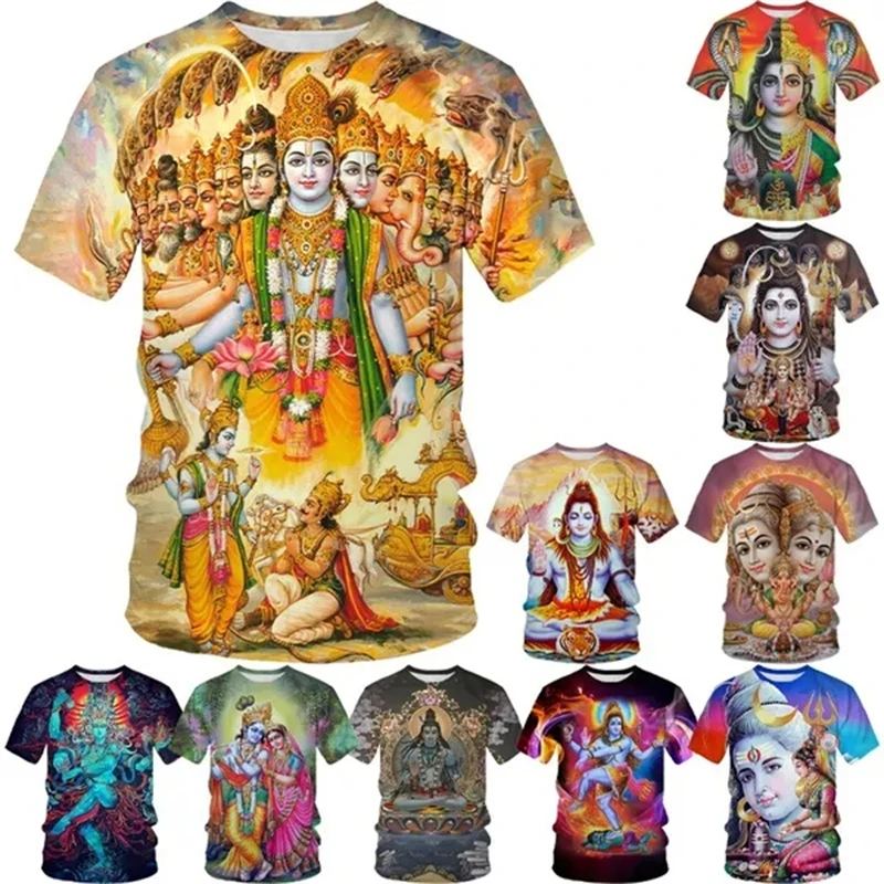 

The Latest Hindu God Lord Shiva Men's And Women's 3D Printing T-shirts Cool Casual O Neck Short-sleeved New T-shirts Clothing