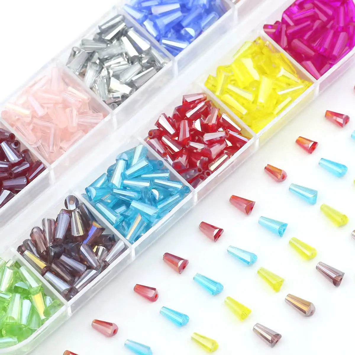 JHNBY Tower shape Upscale Austrian crystal beads conical High quality loose beads glass 3*6mm 100pcs supply bracelet Jewelry DIY