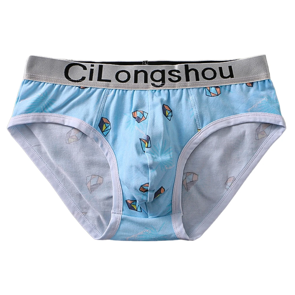 Mens New Gay Cotton Underwear Breathable Soft Underpants Bulge Pouch Print Briefs Seamless Lingerie CottonMen Bulge Pouch Briefs