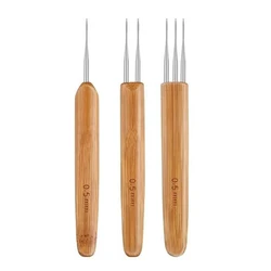 1Pc 0.5mm/0.75mm Dreadlock Crochet Hook Wood Crochet Needles Hair Dreadlocks Tool for Braid Craft