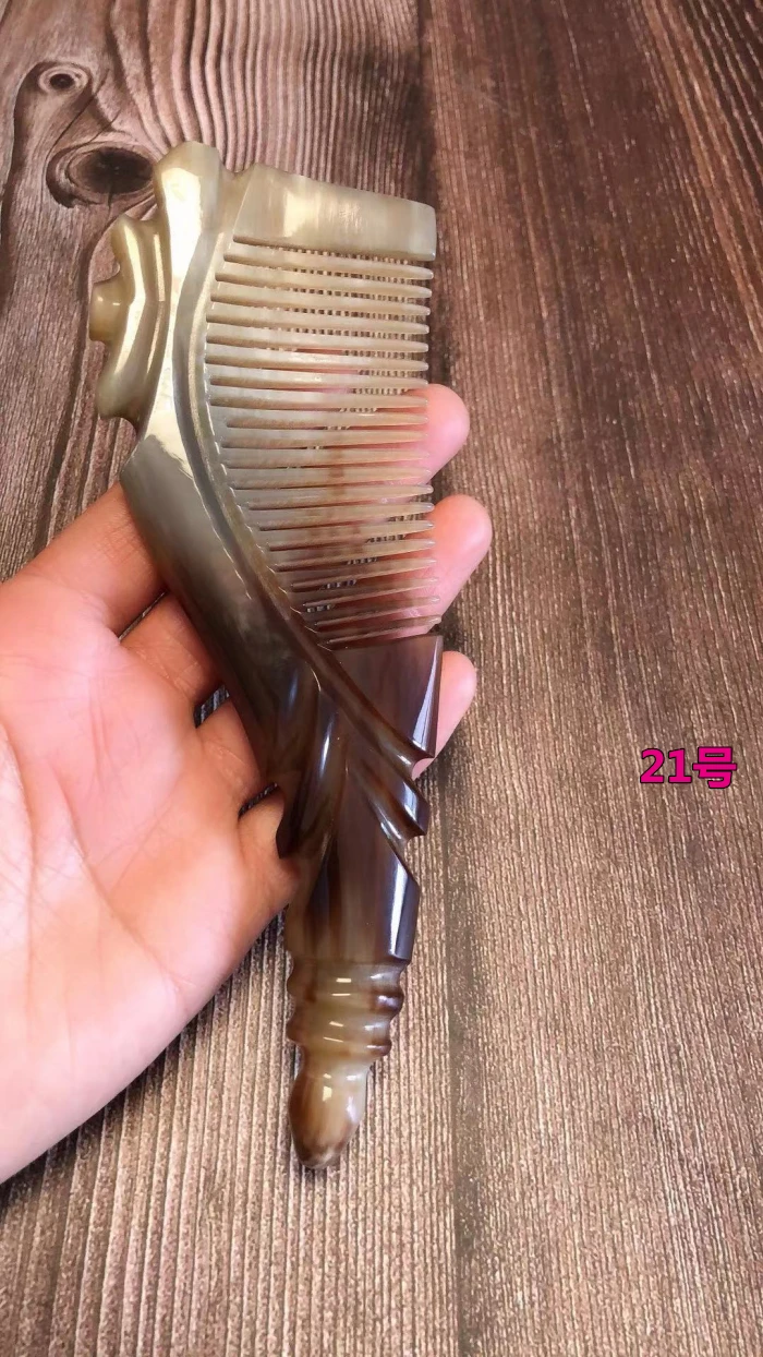 Natural Yak Horn Comb, Fine Tooth, Household Massage, Anti-Static, Gift for Girlfriend, Long Hair