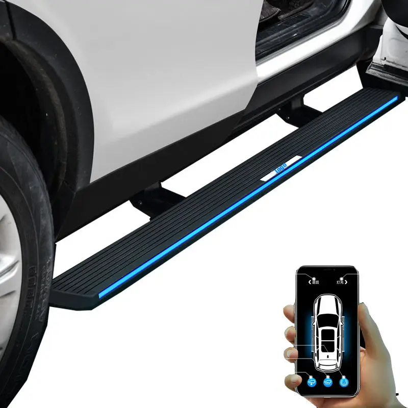 retractable led light power automatic electric pedal car running board  side steps for bmw x5 X6 x7 audi q5 q7 ranger rover