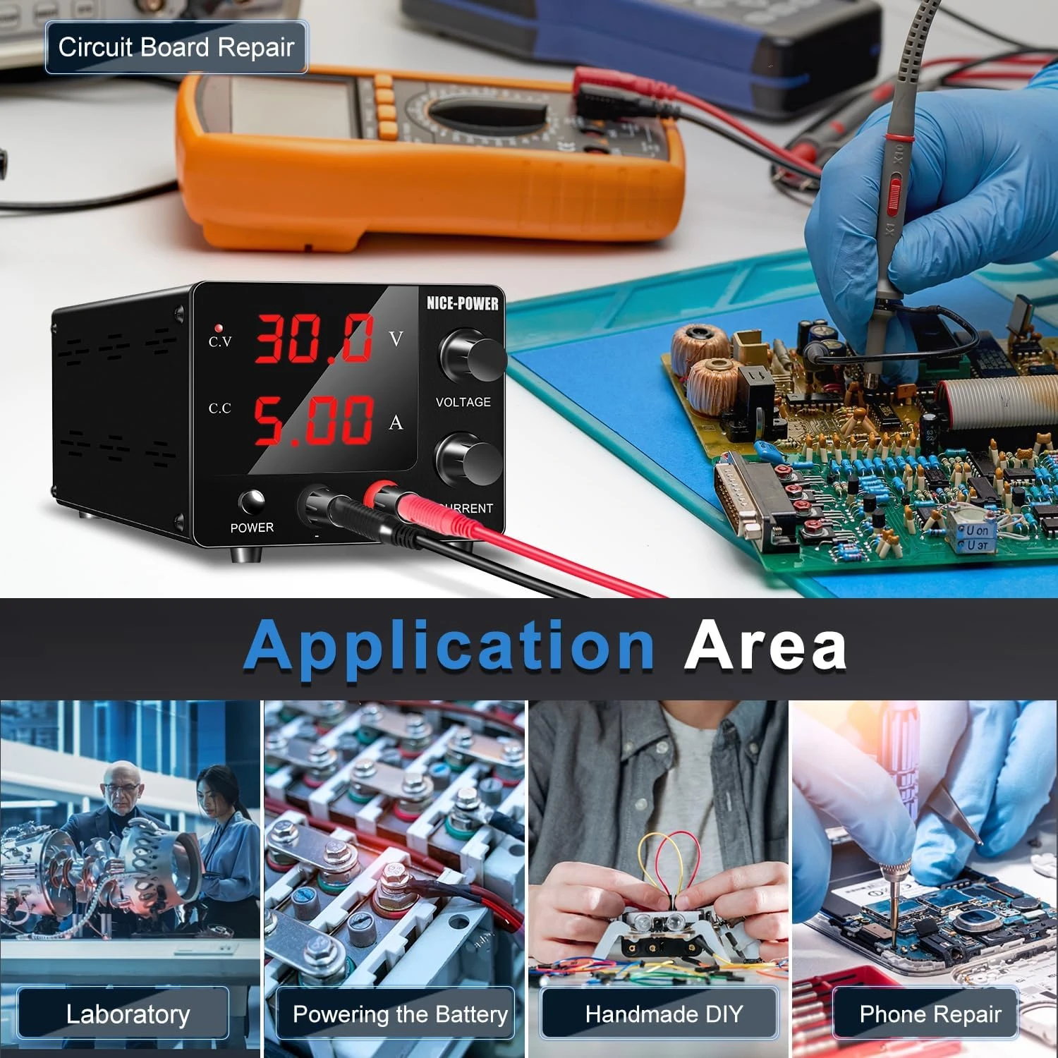 30V 5A 15V 10A DC Lab Power Supply Adjustable Switching Digital Bench Power Source 150W Voltage Regulator 100V-240V Encoder Knob