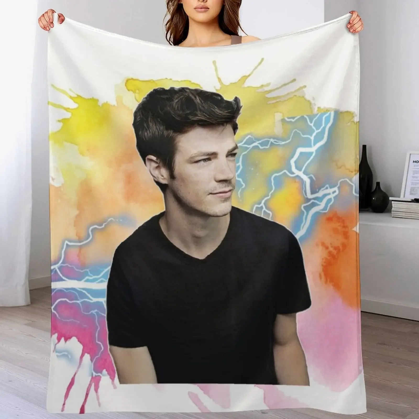 

Grant Gustin Watercolour Throw Blanket Warm Comfortable Blanket Gift for Parents Friends