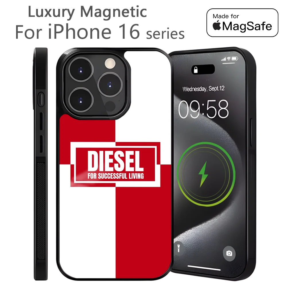 Fashion Cool D-Diesels Logo Phone Case For iPhone 16 15 14 13 12 11 Pro Max Plus Mini Magnetic Magsafe Wireless Charging Cover