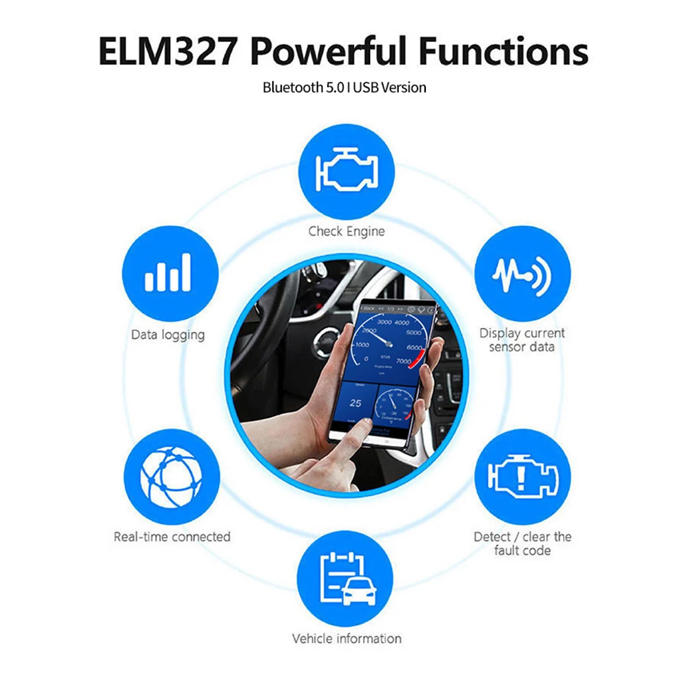 ELM327 V1.5 Bluetooth 5.0 OBD2 Scanner ELM 327 V1 5 OBDII Auto Car Diagnostic Tools ODB2 OBD 2 Code Reader for Android/PC/IOS