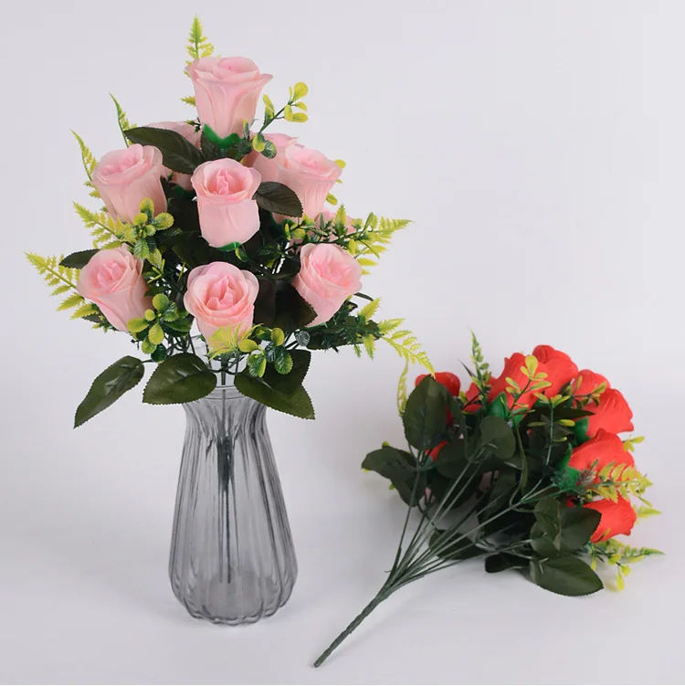 43 cm Rosen-Seidenstrauß, künstliche Rosen, 12 Köpfe, Braut, Hochzeit, Zuhause, Party, Dekoration, künstliche Blumen, künstliche Blumen – Detail 2