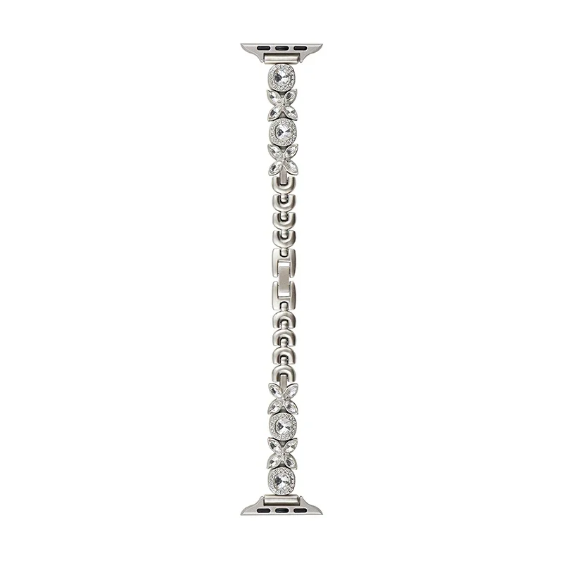 Bling Diamond Zircon Strap para Apple Watch, Pulseira de aço inoxidável para senhoras, IWatch 9, 8, 7, SE, 6, 5, 4, 44mm, 40mm, 42, 45, 41, 49