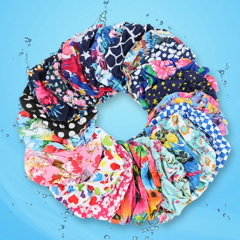 Hot Ears Pleated Sports Accessories Long Hair Protect Elastic Nylon Turban Swimming Cap Pool Bathing Hats