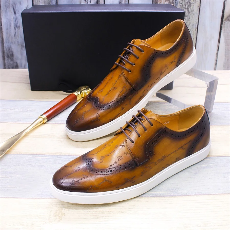 High-end Casual Leather Shoes Classic British Style Handmade Men\'s Shoes Fashion Comfortable Flat Shoes Men\'s Dating Party Shoes