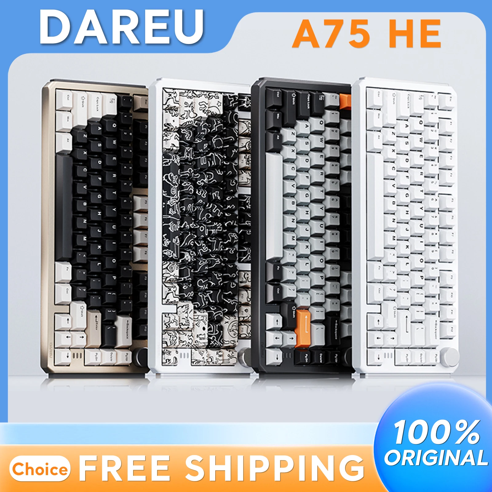 

Dareu A75 HE E-Sports Keyboard CNC Aluminum Alloy Magnetic Jade Axis RGB Quick Response 8k Polling Rate Customized Gaming Gift