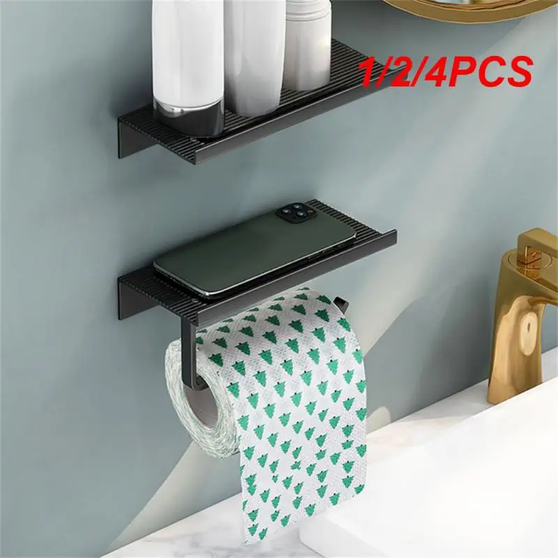 1/2/4PCS Aluminum Alloy Toilet Paper Holder Acrylic Tray Bathroom Accessories Kitchen Wall Hanging Punch-Free Toilet Paper Roll