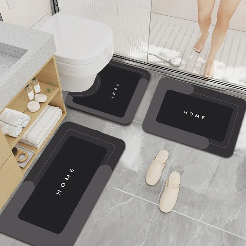 3-Piece Set Diatomaceous Earth Floor Mat Bathroom Absorbent Quick Drying Anti Slip Mat Bathroom Cover Thickened Upgraded Carpet