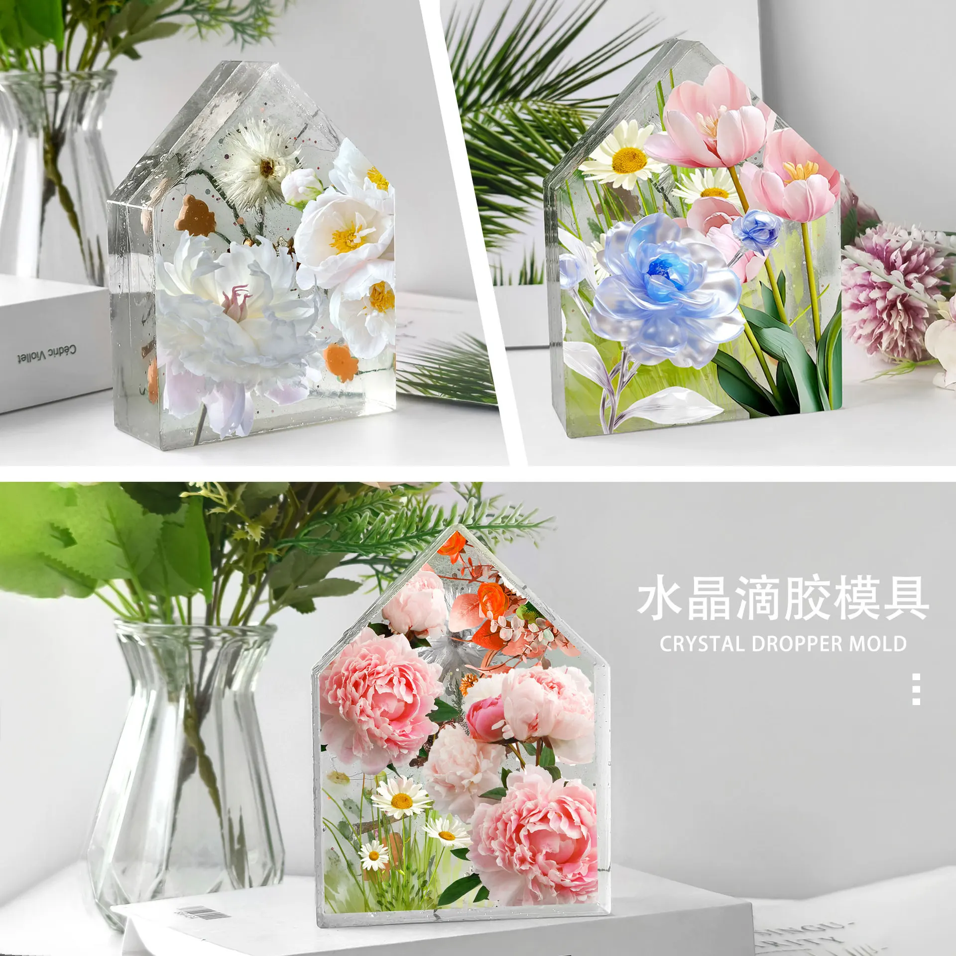 Large Silicone Molds Epoxy Resin Casting Molds Hexagon/Heart Shape Mould DIY Flower Preservation Art Craft Tools Gift