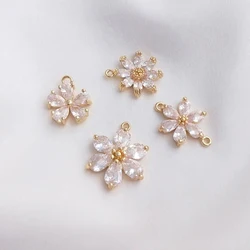 14K Gold Plated Zircon Daisy Shape Flower Charms Connector Pendants For Jewelery Making DIY Necklaces Bracelet Accessories
