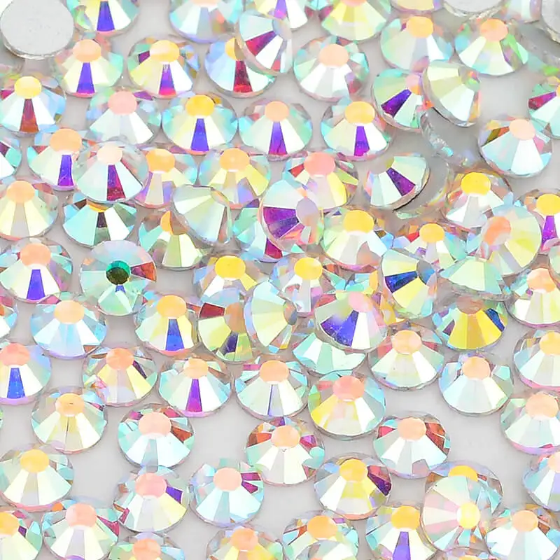 Hochwertige Kristall AB Non-Hotfix Strass-Steine, flache Glassteine zum Aufkleben, Diamantsteine für DIY-Dekoration und Zubehör