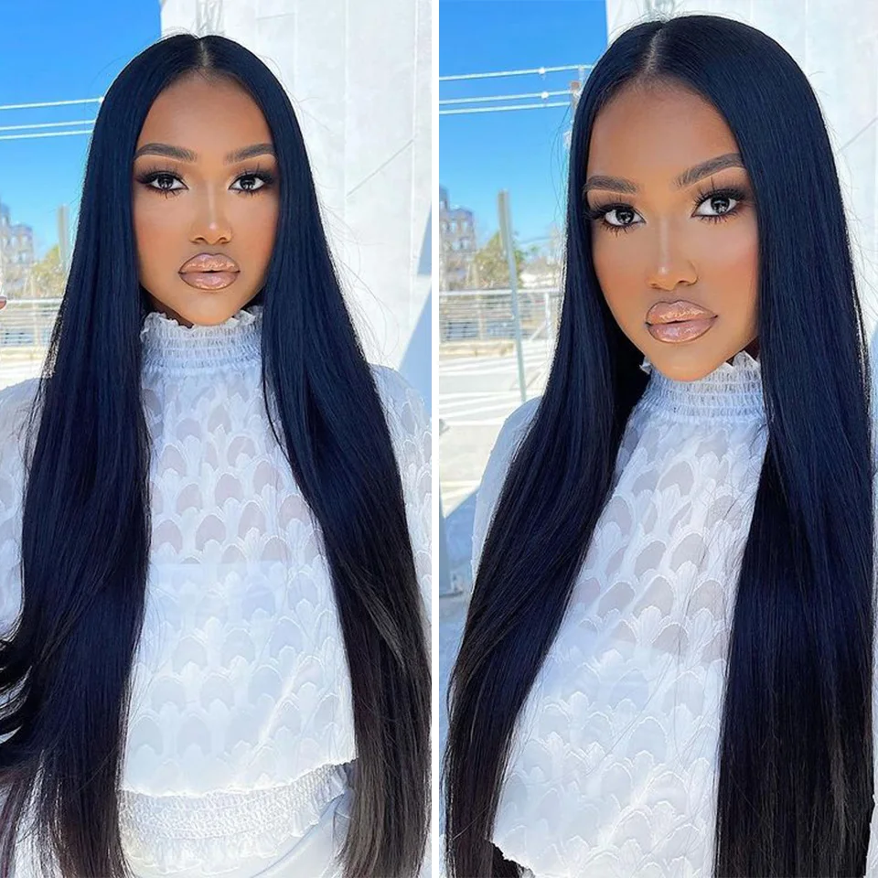 Brazilian Natural Color Bone Straight Virgin Human Hair 13x6 Lace Front Wig Pre Plucked With Baby Hair Lace Frontal Wigs For Women 24 30 Inch 200% Density Real Human Hair
