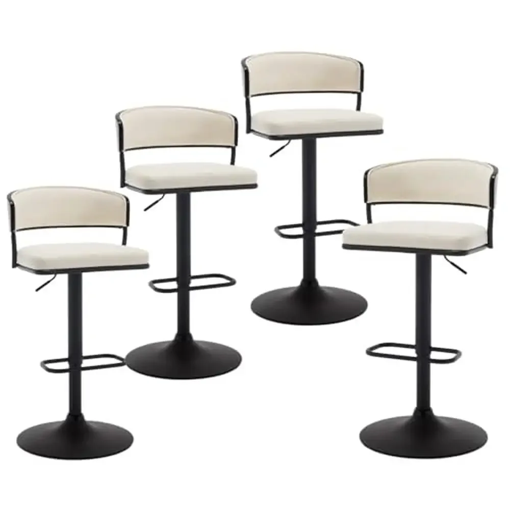 

Adjustable Swivel Faux Leather Barstools Set of 4 Modern Kitchen Island Chairs with Bentwood Back/Black Metal Base-Comfortable