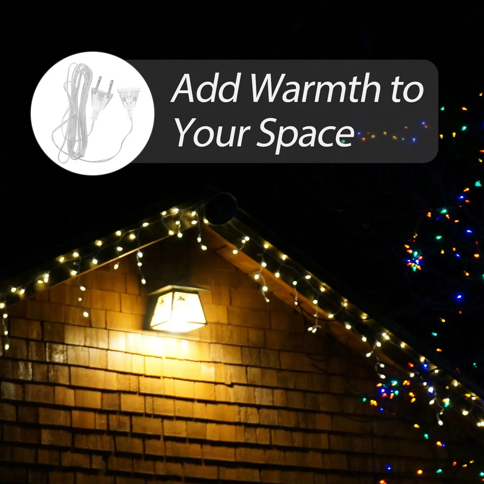2Pcs LED Light Extension Cord Clear Flexible Design Warm Romantic Atmosphere String Light Extender for Home Party Decor