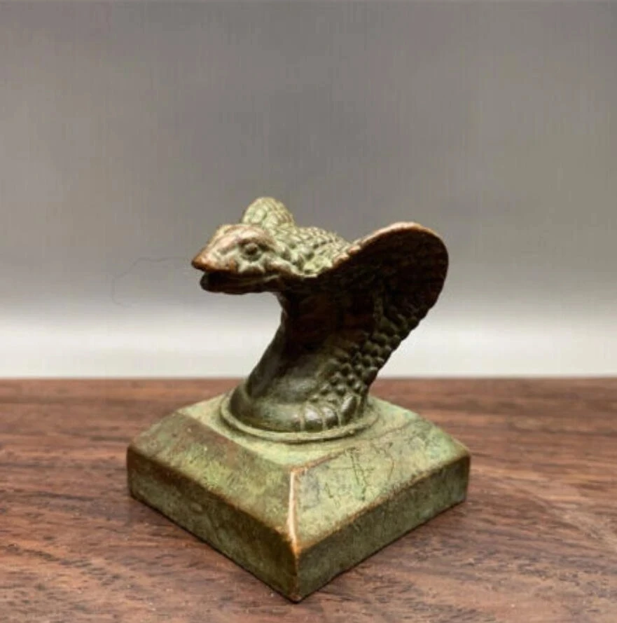 China Bronze Fengshui 12 Zodiac Year snake imperial Seal Stamp Signet Statue