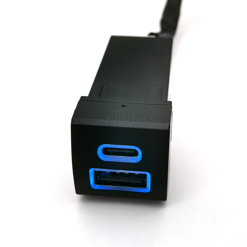 Car USB QC3.0 Type-C PD Phone Charger Socket For Toyota Highlander Land Cruiser Prado 150 Rav4 Camry Corolla 18-22 Accessories