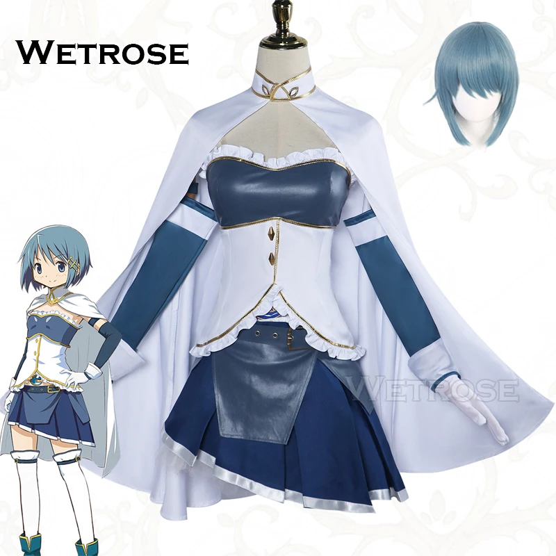 【Wetrose】Miki Sayaka Cosplay Costume Puella Magi Magic Magical Girl Magica Madoka Magic Leather Full Set Wig Halloween