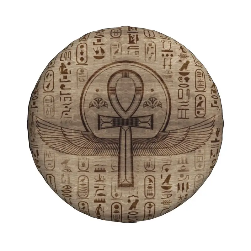 Custom Egyptian Cross Ankh Spare Wheel Tire Cover for Grand Ancient Egypt Hieroglyphics Jeep RV SUV Trailer Vehicle Accessories